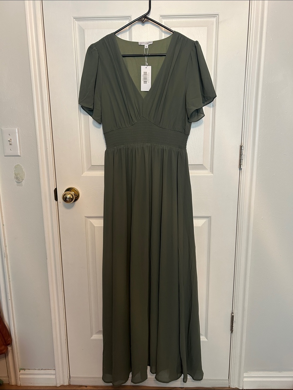 Baltic Born Olive Green V-Neck Maxi Dress